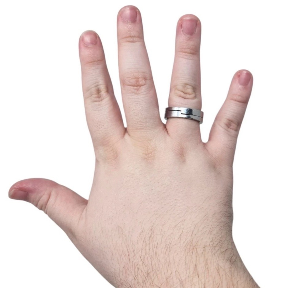 Vitaly “Gridlock” Stainless Steel Stackable Rings Set Size 13 Streetwear Minimal